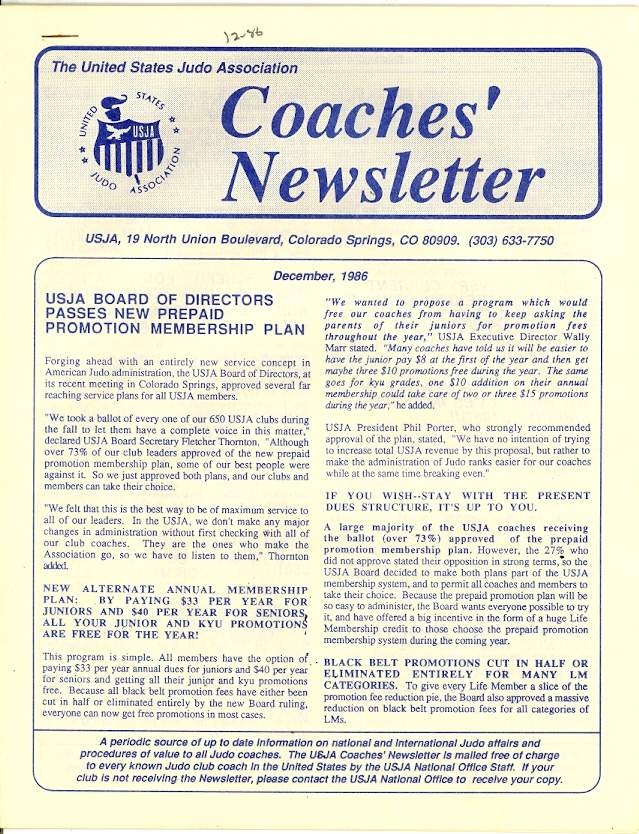 12/86 USJA Coach Newsletter